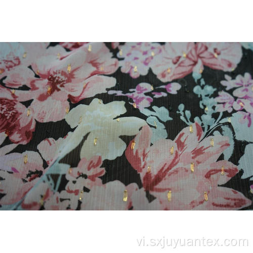 Polyester Chiffon GGT với Kẹp Lurex Vàng Jacquard